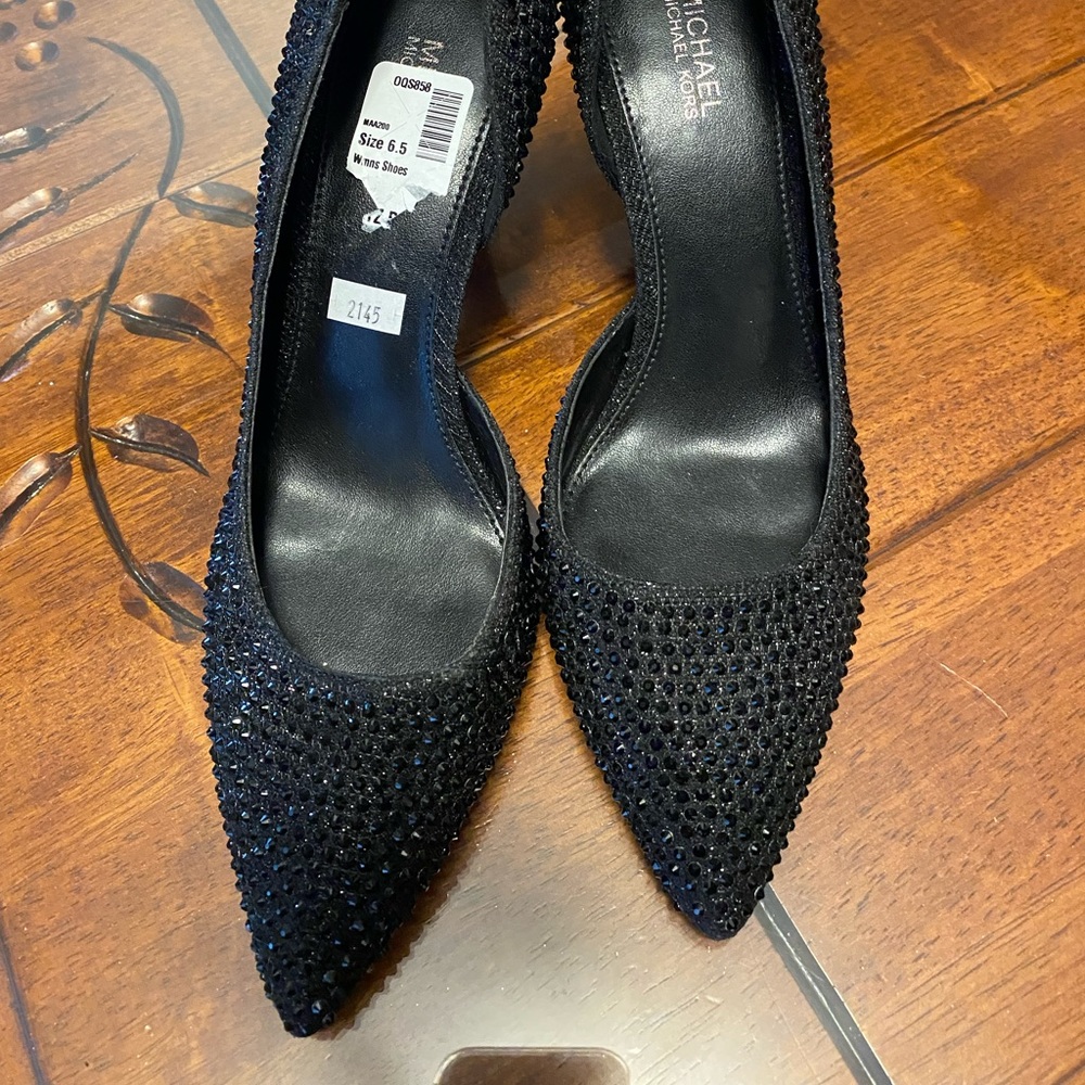 Michael Kors Black Spike-Sparkle Heels 6.5 (NWT)